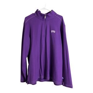 Tommy Bahama Islandzone Supima Cotton TCU Zip Up Pullover shirt Mock Neck L Frog